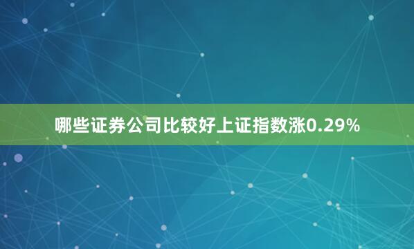 哪些证券公司比较好上证指数涨0.29%