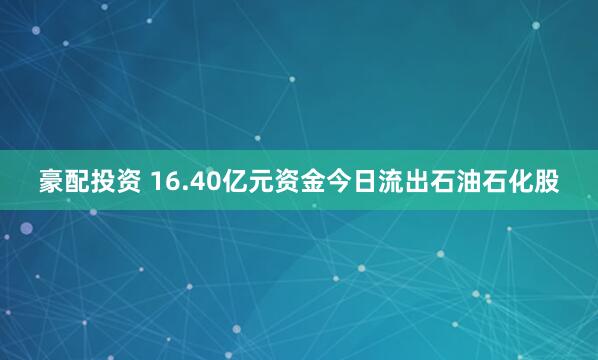 豪配投资 16.40亿元资金今日流出石油石化股