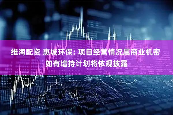 维海配资 惠城环保: 项目经营情况属商业机密 如有增持计划将依规披露